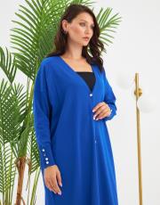 kolu düğmeli v yaka tam boy hırka 