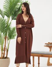 kolu düğmeli v yaka tam boy hırka  14