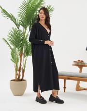 kolu düğmeli v yaka tam boy hırka  6