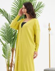 kolu düğmeli v yaka tam boy hırka  9