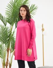 reklanlı kolları yırtmaçlı ve düğmeli tunik  2