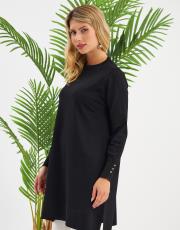 reklanlı kolları yırtmaçlı ve düğmeli tunik  6