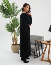 geniş v yaka renkli elbise   4