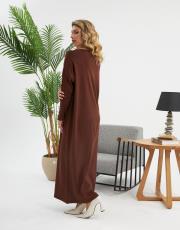 geniş v yaka renkli elbise   8