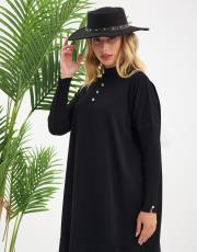 önü taşlı düğmeli t kol tunik 