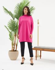 önü taşlı düğmeli t kol tunik  9